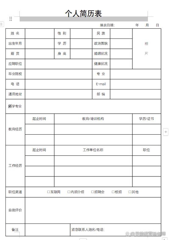 个人简历word可编辑免费缩略图