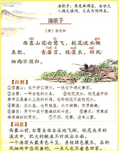 渔歌子这首诗翻译