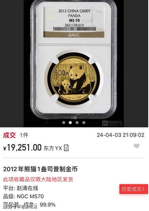 2012熊猫金币现价