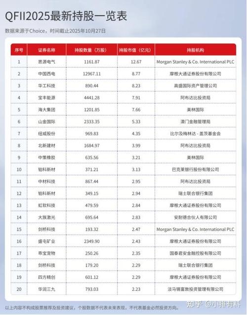 qfii重仓股一览表