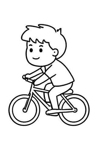 自行车上的小孩简笔画