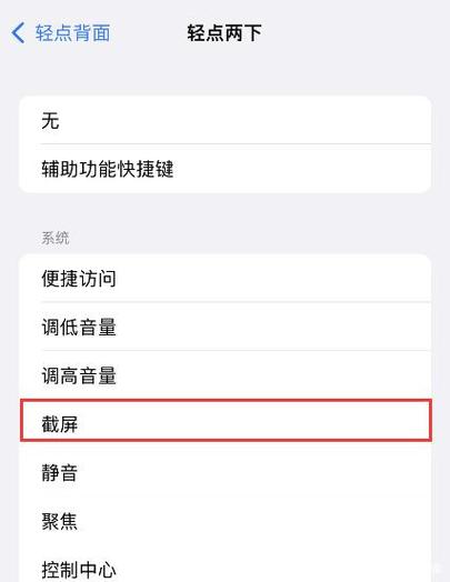 苹果手机后面点两下截屏怎么设置