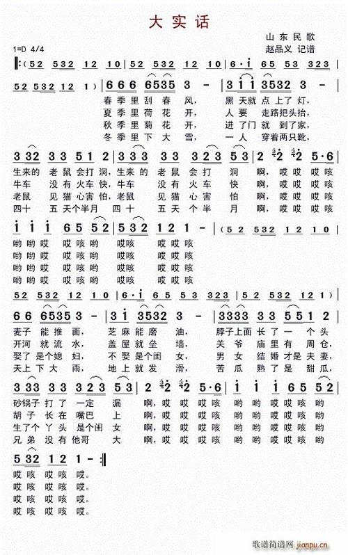《大实话》完整歌词