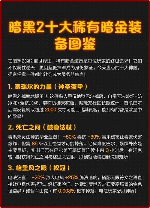 暗黑2法师暗金装备一览表