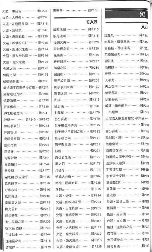 火影忍者忍术名称大全