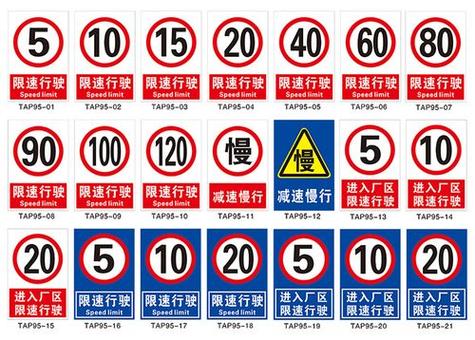 路面不同颜色的限速标志