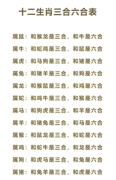 十二生肖三合表图标