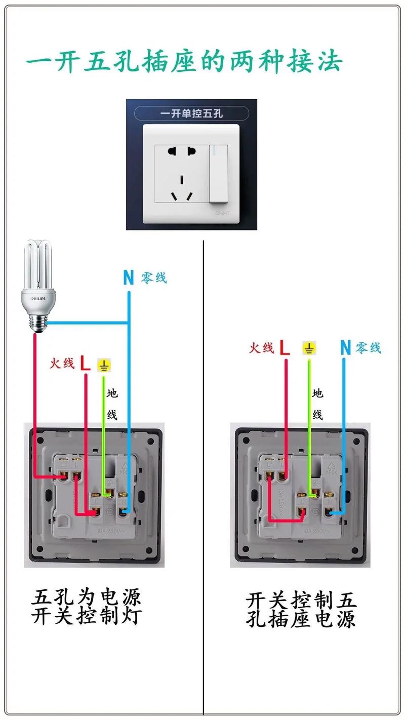 双控开关加插座接线图