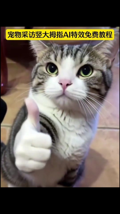一只猫竖起大拇指的表情包