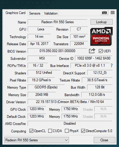 rx550x显卡参数缩略图