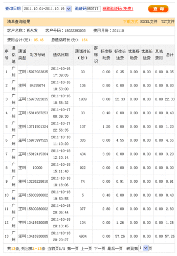 移动通话清单可以删除