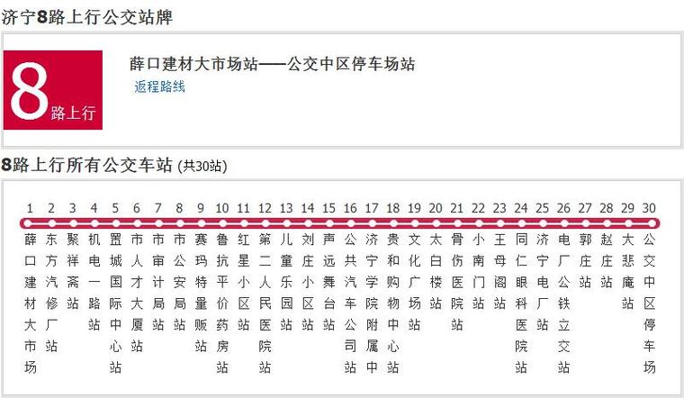 公交8路线路线查询