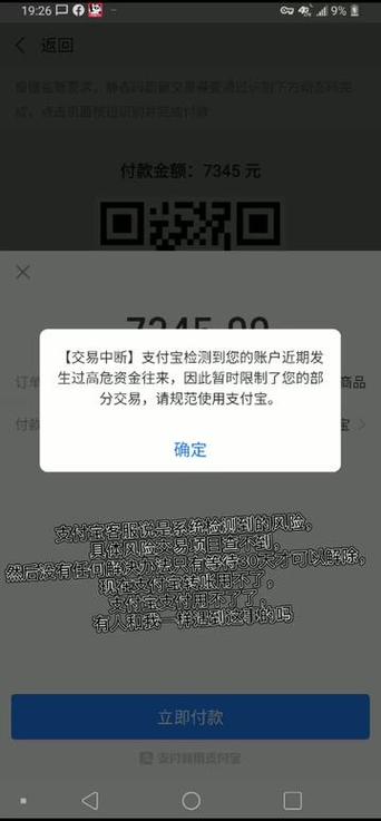 支付宝扫商户支付存在异常什么亲狂截图