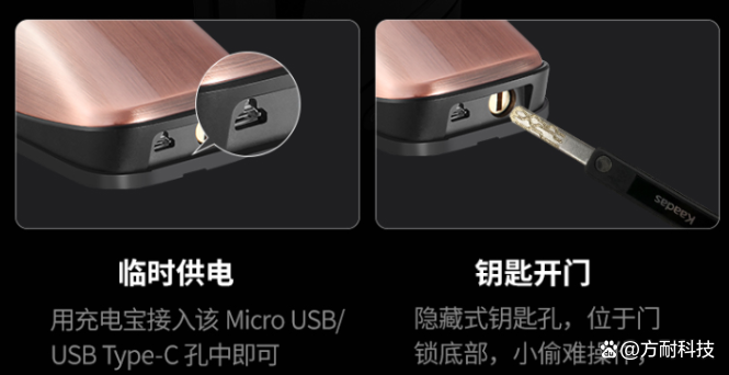 指纹锁机械钥匙孔在哪
