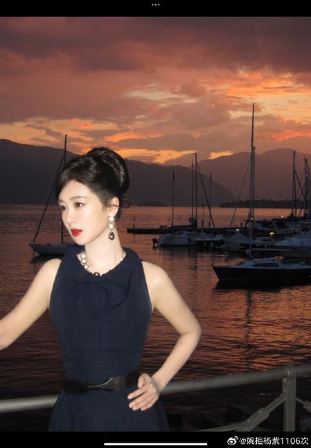 杨紫白玉兰大花青衣气质
