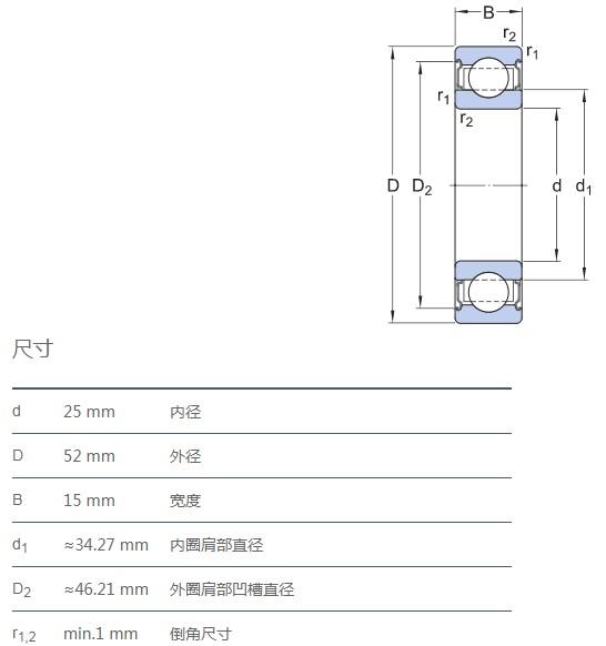 轴承6205尺寸参数
