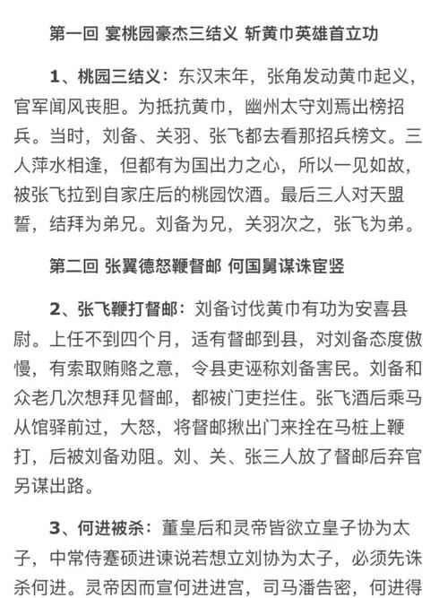 三国演义每回主要内容