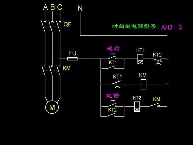 电机延时停止控制电路图