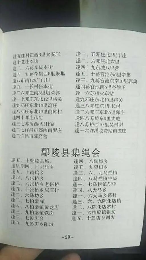许昌各乡镇赶集时间表