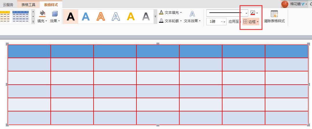 如何将表格线设置为红色