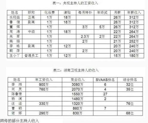 主持人年薪排行榜2019