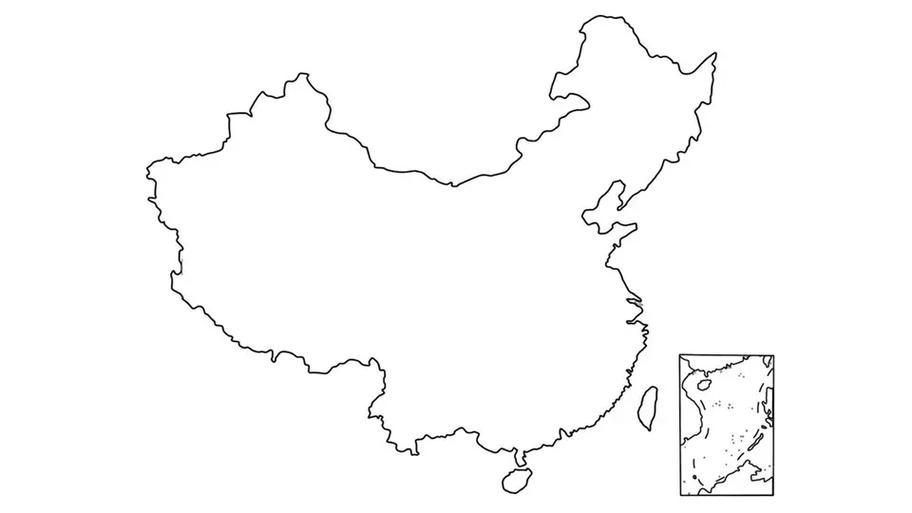 中国地形图简笔画手绘
