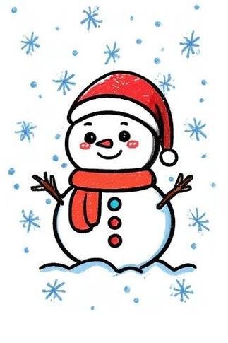 儿童画雪人简单又漂亮