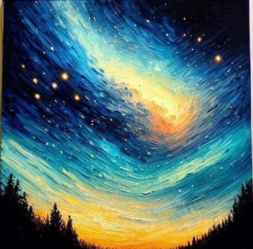 渐变色画画图片大全星空