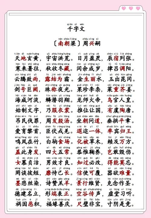 千字文1000字全文