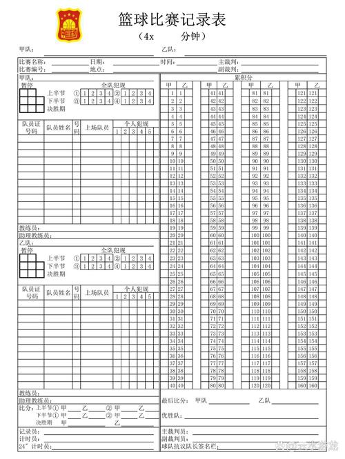 篮球记录表(可打印)
