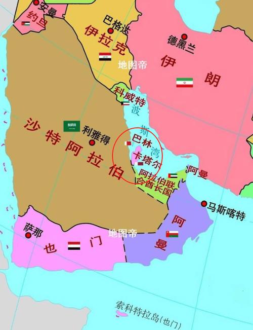 卡塔尔在地图上的位置