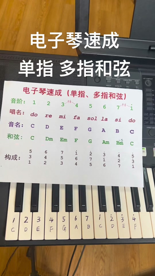 电子琴左手和弦入门指法视频