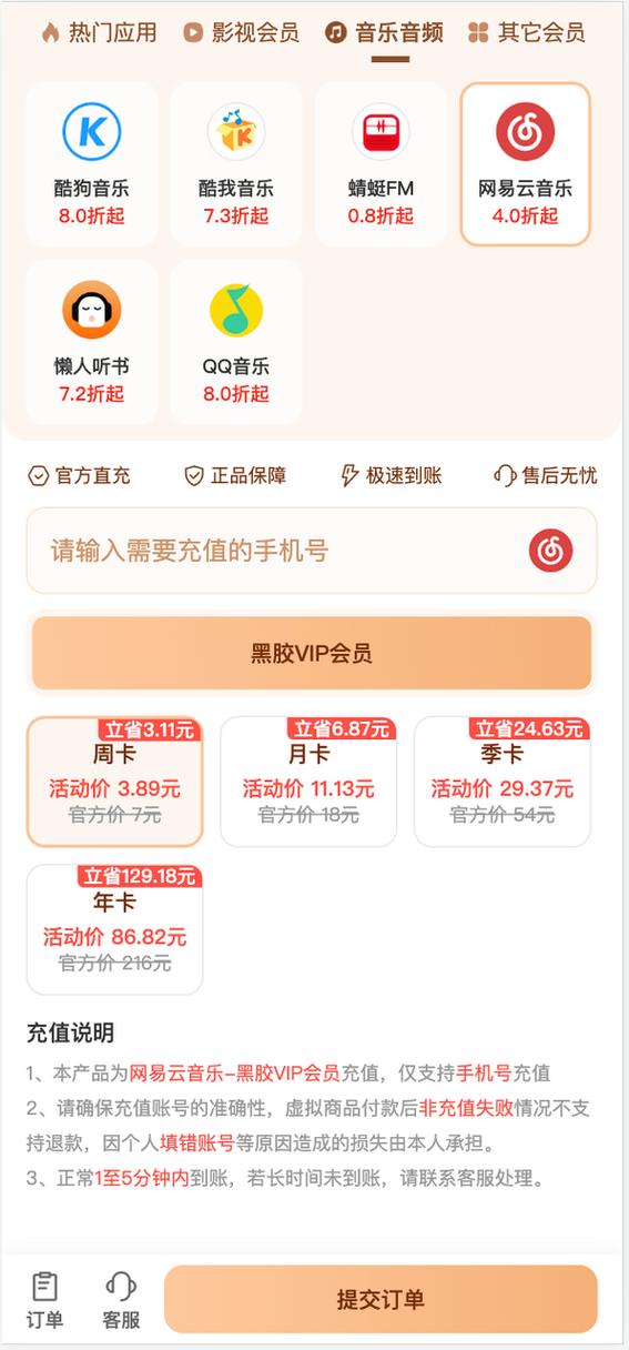 网易云音乐VIP费用