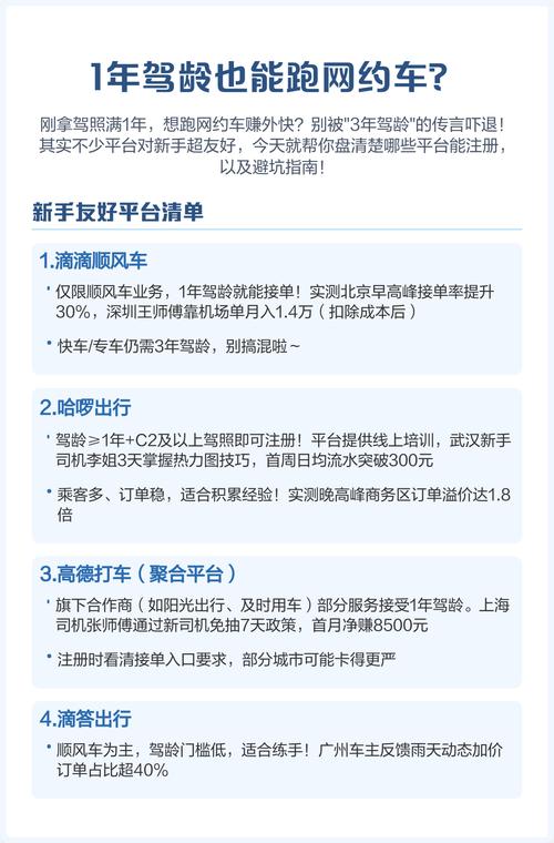 一年驾龄可以跑什么平台
