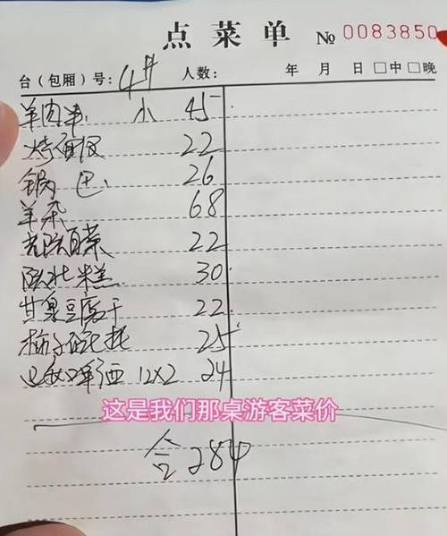 餐厅点菜单手写单