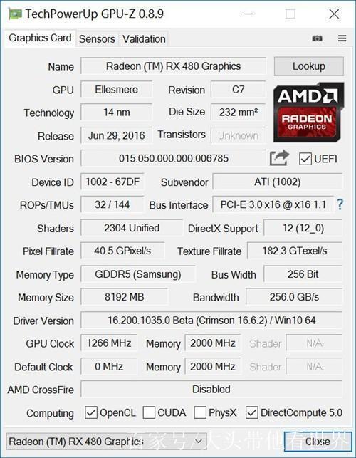 amd rx 480 参数游戏截图