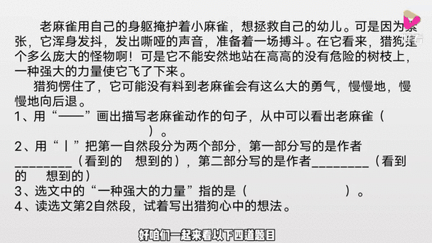 四年级《麻雀》阅读题缩略图