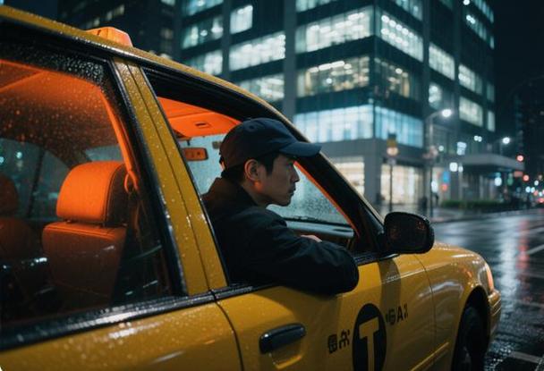 夜晚的出租车司机