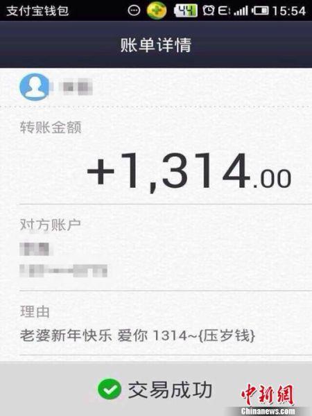 微信支付1314元截图