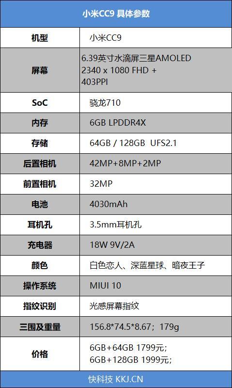 小米9参数详细参数