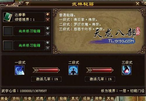 天龙八部武当五绝秘籍选择