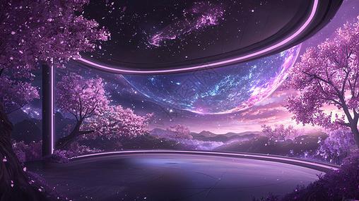 唯美星空樱花梦幻图标