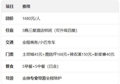 60岁以上老年旅游团的价格表