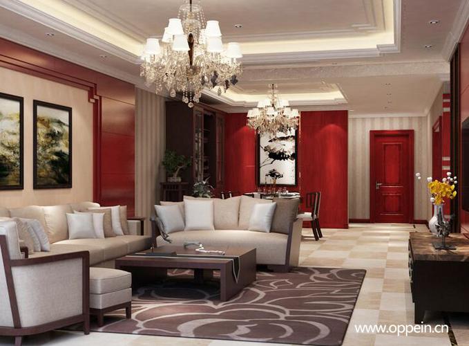 红色门白色家具效果图大全