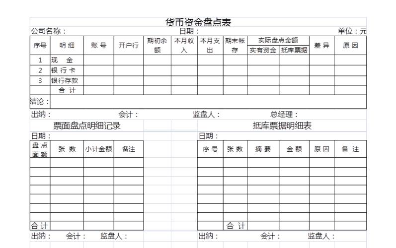 出纳现金盘点表图标