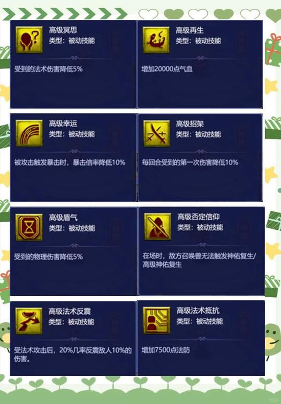 梦幻宠物技能大全