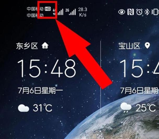 屏幕上角显示HD是什么意思