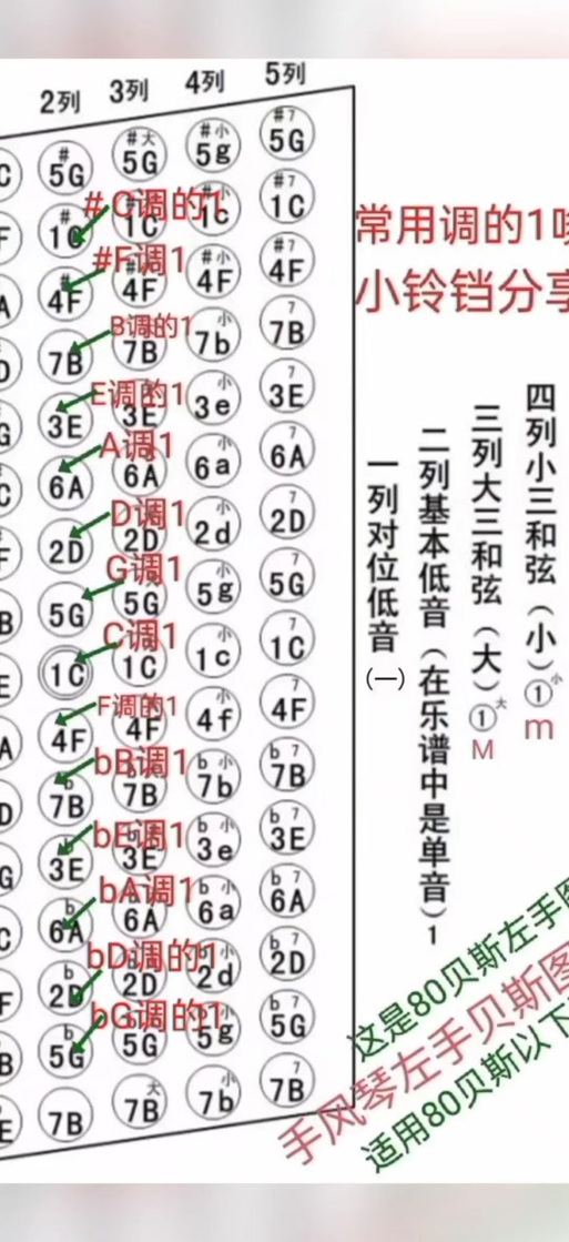 手风琴左手按键图解