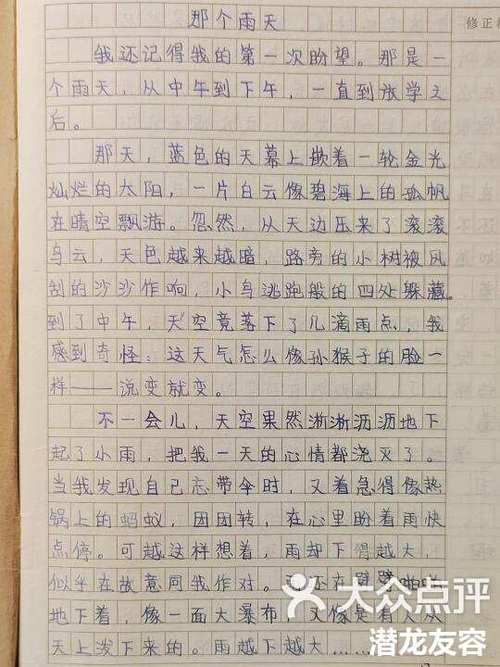 下雨的日记100字