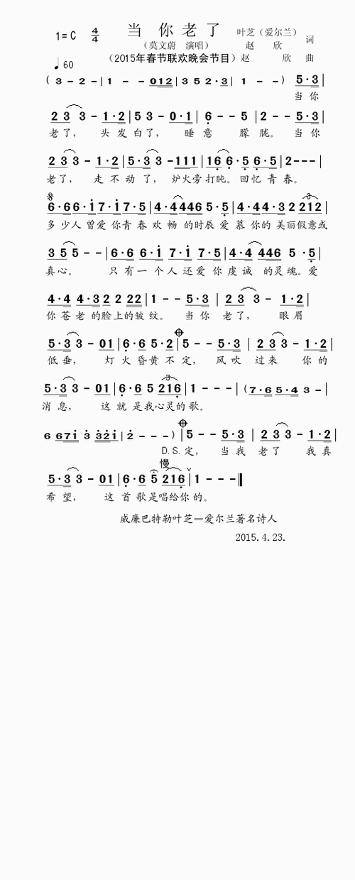 当你老了的创作背景